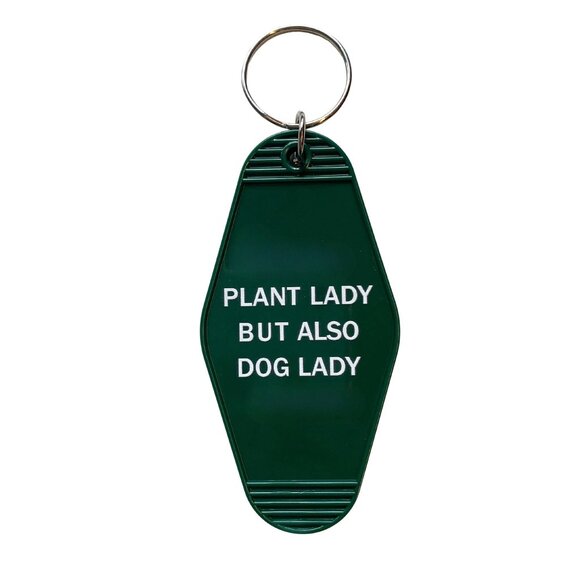 Plant Lady But Also Dog Lady Motel Style Keychain | Green - Picture 2 of 4